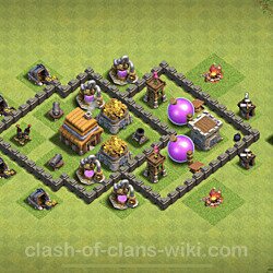 Base plan (layout), Town Hall Level 4 for trophies (defense) (#185)