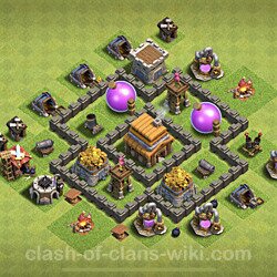 Base plan (layout), Town Hall Level 4 for trophies (defense) (#186)