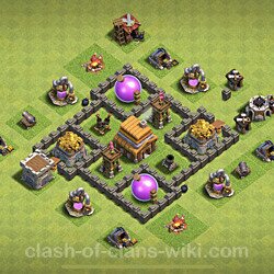 Base plan (layout), Town Hall Level 4 for trophies (defense) (#187)
