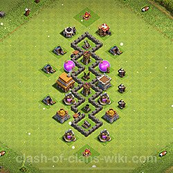 Base plan (layout), Town Hall Level 4 for trophies (defense) (#188)