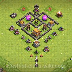 Base plan (layout), Town Hall Level 4 for trophies (defense) (#189)