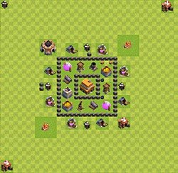 Base plan (layout), Town Hall Level 4 for trophies (defense) (#28)