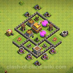 Base plan (layout), Town Hall Level 4 for trophies (defense) (#863)