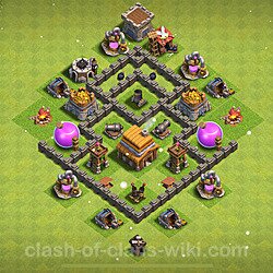 Base plan (layout), Town Hall Level 4 for trophies (defense) (#887)