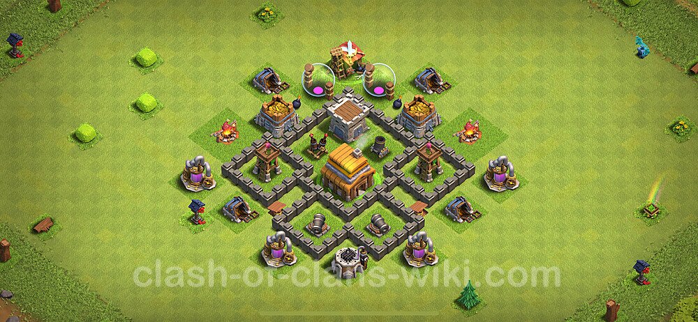 Anti Everything TH4 Base Plan with Link, Copy Town Hall 4 Design 2024, #1379