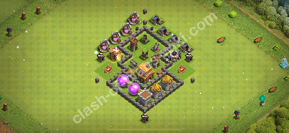 Municipio livello 4 Anti Tutto + Link, Ibrido - Miglior Disposizione Villaggio per Difesa COC 2026 TH4, #1583
