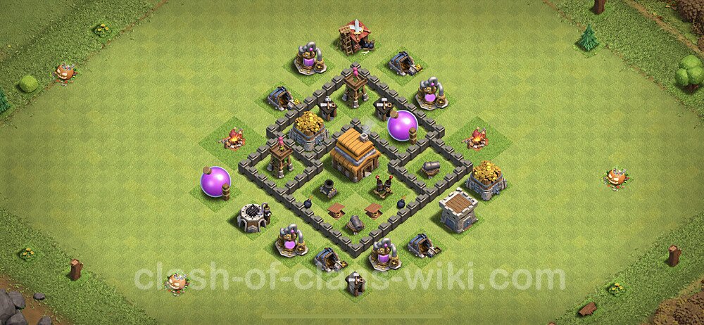 Anti Everything TH4 Base Plan with Link, Copy Town Hall 4 Design, #182
