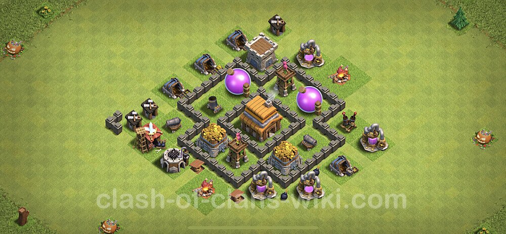 Full Upgrade TH4 Base Plan with Link, Hybrid, Copy Town Hall 4 Max Levels Design, #186