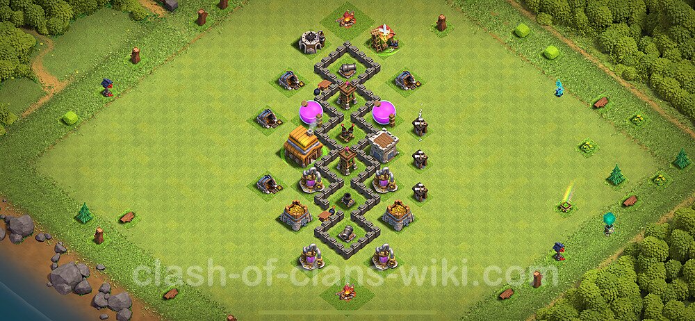 TH4 Trophy Base Plan with Link, Copy Town Hall 4 Base Design 2024, #188