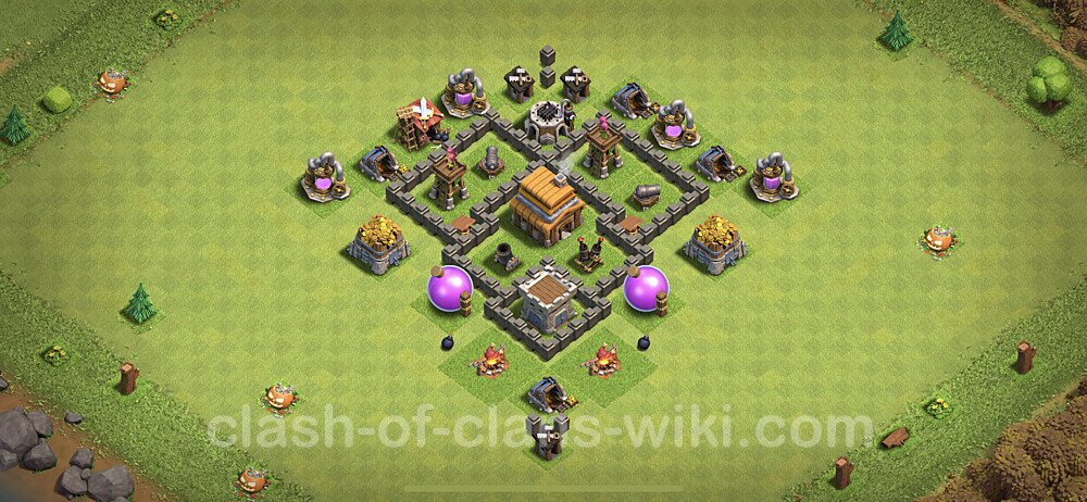 TH4 Trophy Base Plan with Link, Anti Everything, Copy Town Hall 4 Base Design, #60
