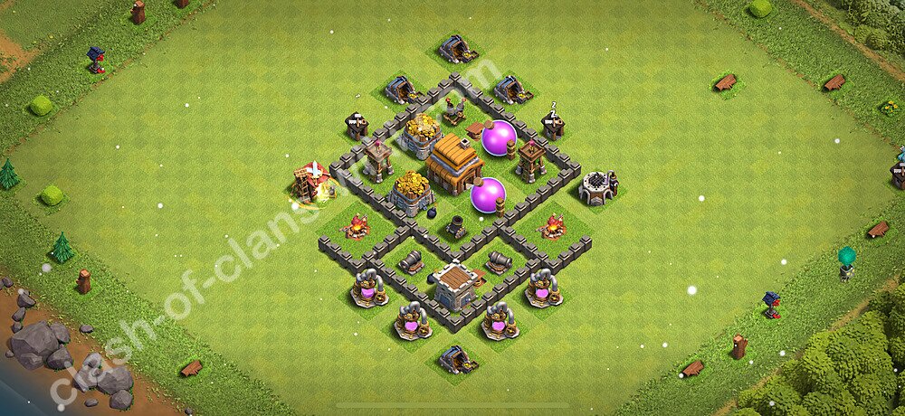 Die Anti 3 Sterne Base RH4 + Link, Anti Air 2026 - COC Rathaus 4 Kopieren Base, #863