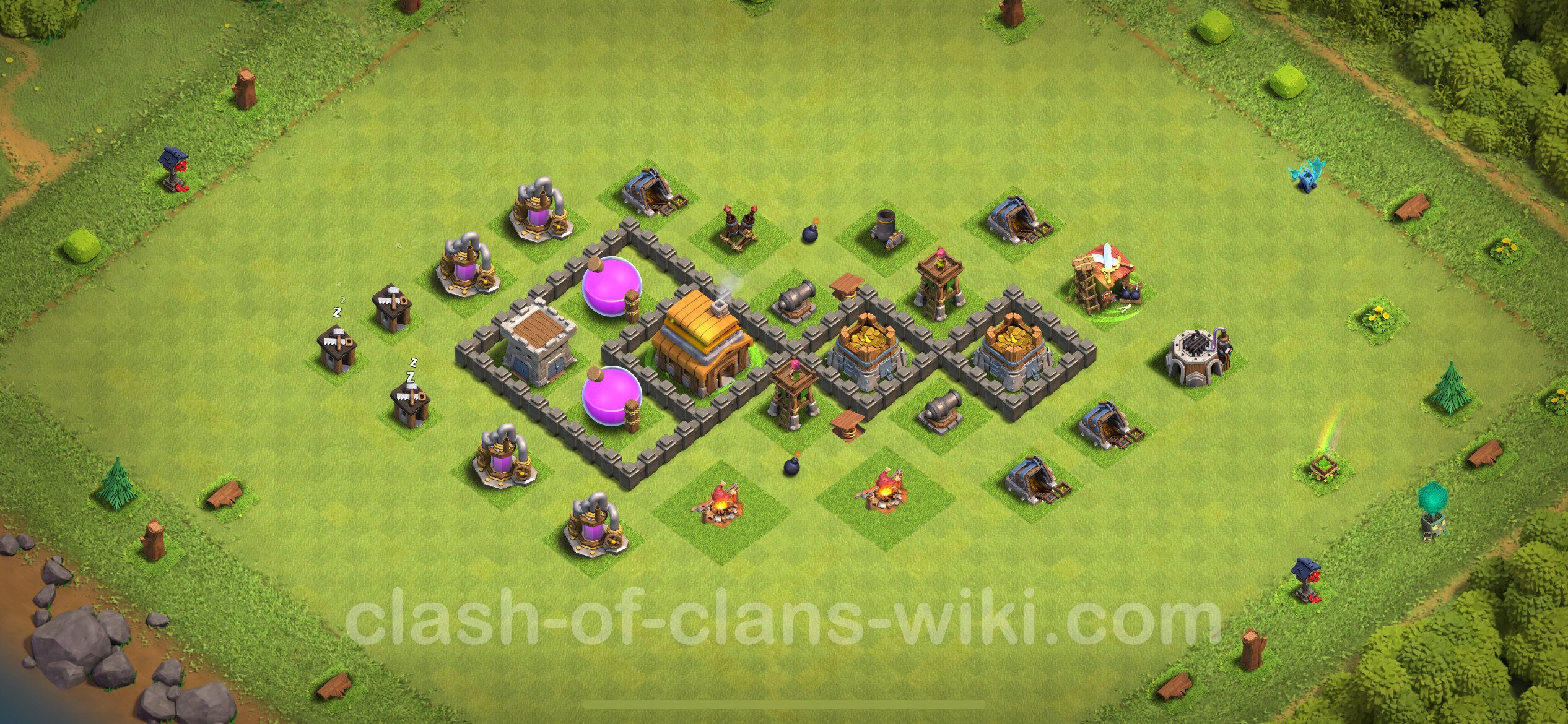 Farm Base Hôtel de Ville niveau 4 + Lien (Link) Village HDV 4 / TH4 Clash of Clans 2023, 179
