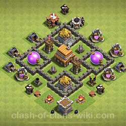 Best TH4 Base Layouts with Links 2021 - Copy Town Hall Level 4 COC ...