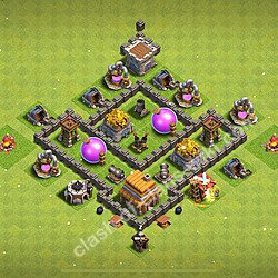Maxato Municipio livello 4 Base + Link, Anti 3 stelle, Anti Air - Miglior Disposizione villaggio per Farming COC 2026 TH4, #182