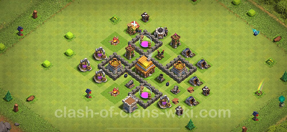 Die Max Base für Farm RH4 + Link, Hybrid 2024 - COC Rathaus 4, #1625