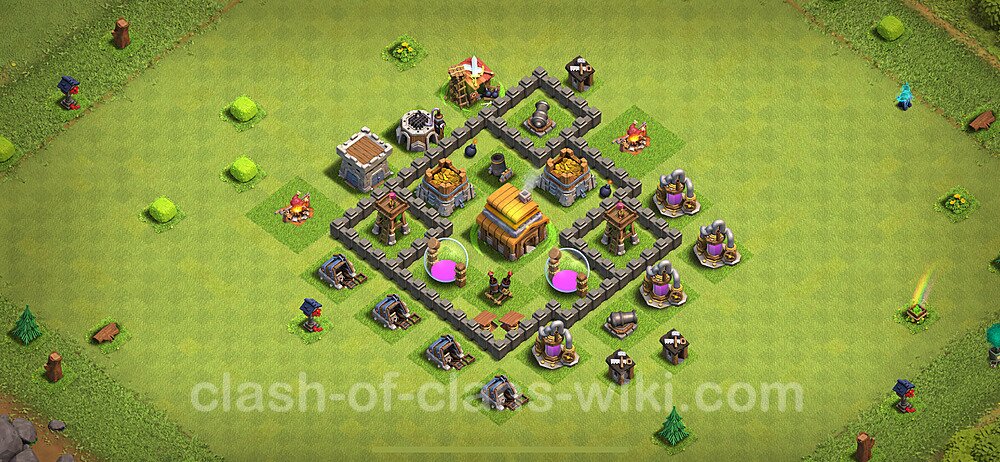 Base plan TH4 Max Levels with Link, Anti Everything for Farming 2024, #1652