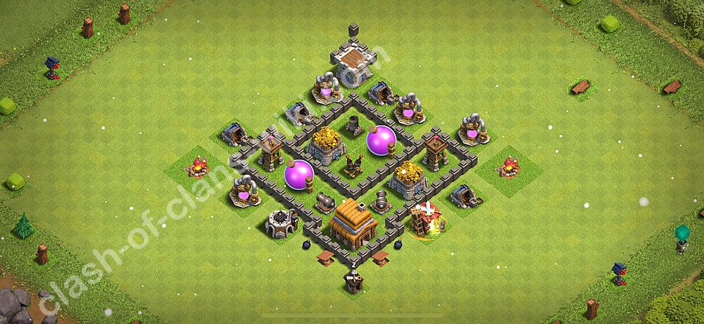 Maxato Municipio livello 4 Base + Link, Anti 3 stelle, Anti Air - Miglior Disposizione villaggio per Farming COC 2026 TH4, #182