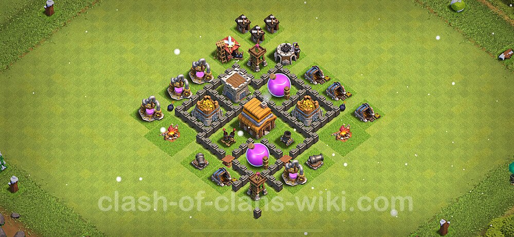 Base plan TH4 Max Levels with Link for Farming 2024, #183