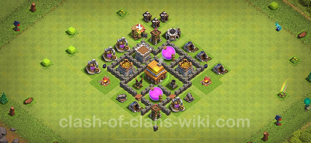 Base plan TH4 Max Levels with Link for Farming 2024, #183