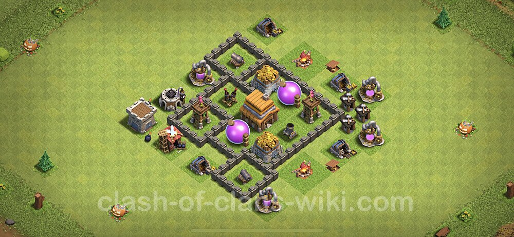 Base plan TH4 (design / layout) with Link, Hybrid for Farming, #59