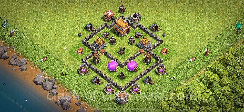Base plan TH4 Max Levels with Link, Anti Everything for Farming 2023, #906