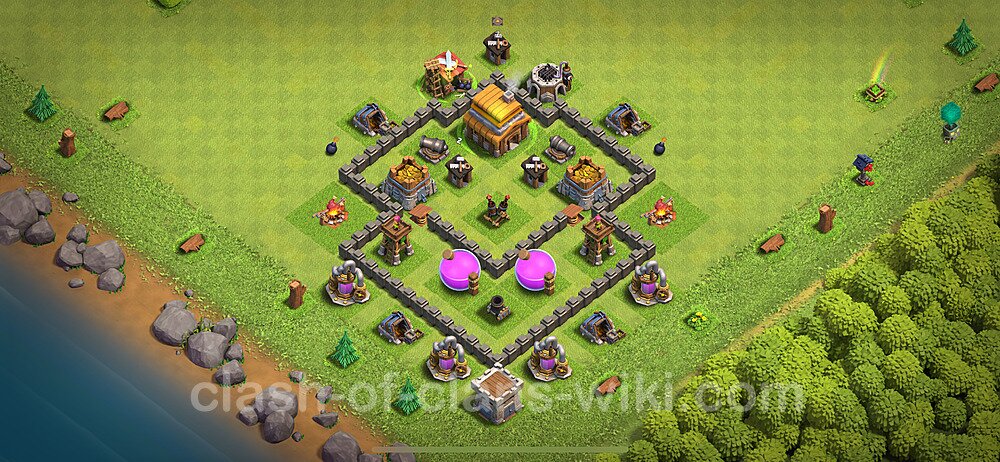 Base plan TH4 Max Levels with Link, Anti Everything for Farming 2024, #906