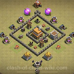 Base plan (layout), Town Hall Level 4 for clan wars (#20)