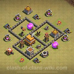 Base plan (layout), Town Hall Level 4 for clan wars (#25)
