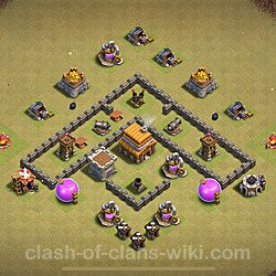 Base plan (layout), Town Hall Level 4 for clan wars (#28)