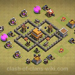 Base plan (layout), Town Hall Level 4 for clan wars (#30)