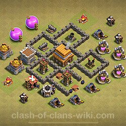 Base plan (layout), Town Hall Level 4 for clan wars (#34)