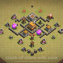 Base plan (layout), Town Hall Level 4 for clan wars (#38)