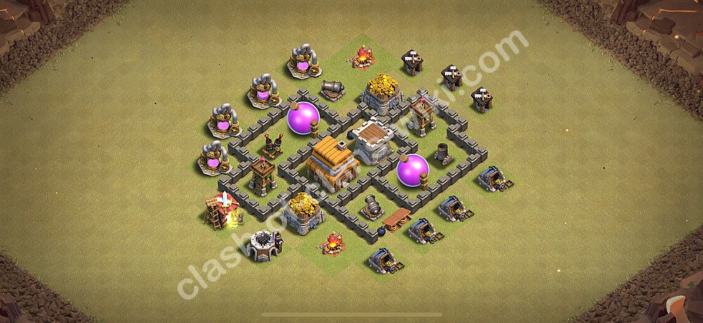 Top Maxé Base de Guerre HDV 4 + Lien (Link), Anti tout 2025 gdc - Hôtel de Ville 4 Base Copier, #1654