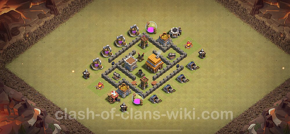 TH4 Anti 3 Stars War Base Plan with Link, Anti Everything, Copy Town Hall 4 CWL Design 2024, #1656