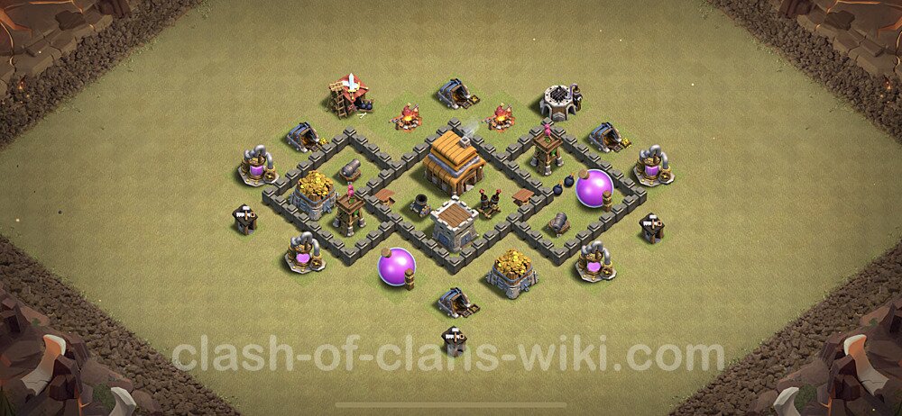 Die Clan War Base RH4 + Link, Anti 3 Sterne, Anti Air - COC Rathaus Level 4 Kriegsbase (CK / CW), #19