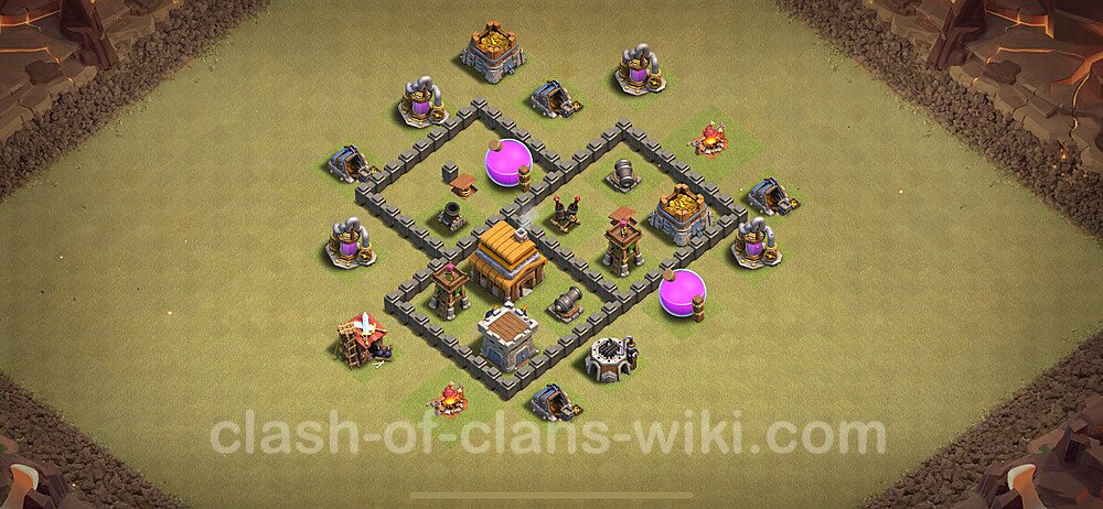 TH4 Max Levels War Base Plan with Link, Anti Everything, Copy Town Hall 4 CWL Design 2025, #25