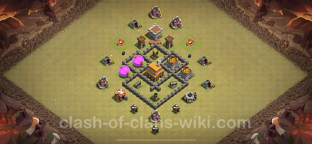 TH4 War Base Plan with Link, Anti Everything, Copy Town Hall 4 CWL Design 2025, #27