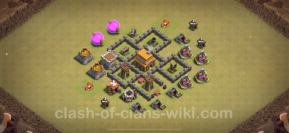 TH4 War Base Plan with Link, Anti Everything, Copy Town Hall 4 CWL Design 2024, #34