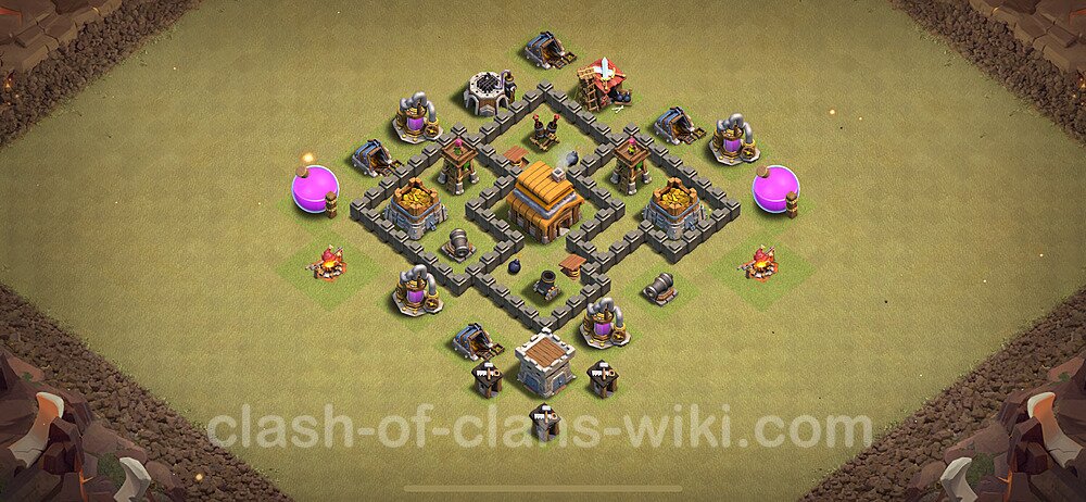 TH4 Anti 3 Stars War Base Plan with Link, Anti Everything, Copy Town Hall 4 CWL Design 2024, #35