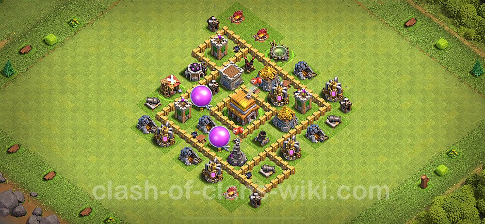 TH5 Anti 3 Stars Base Plan with Link, Hybrid, Copy Town Hall 5 Base Design 2024, #1097