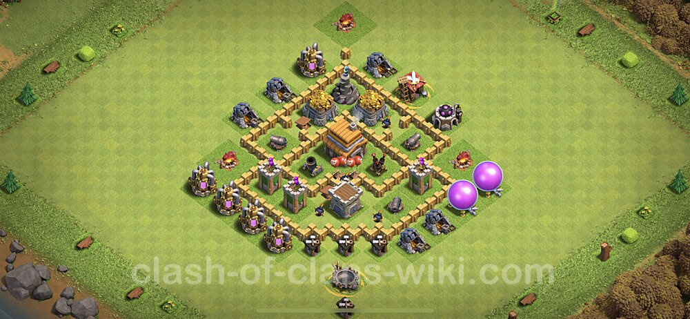 TH5 Anti 3 Stars Base Plan with Link, Anti Air, Copy Town Hall 5 Base Design, #264
