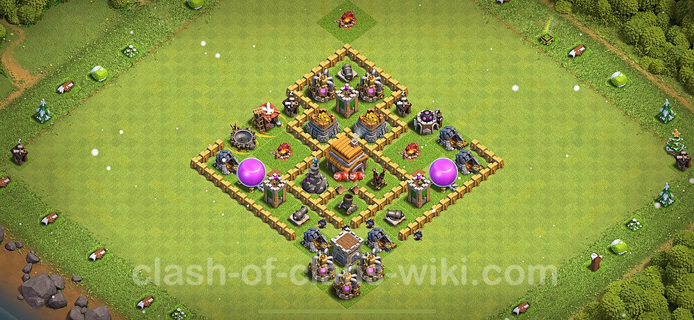 Anti Everything TH5 Base Plan with Link, Hybrid, Copy Town Hall 5 Design 2024, #273