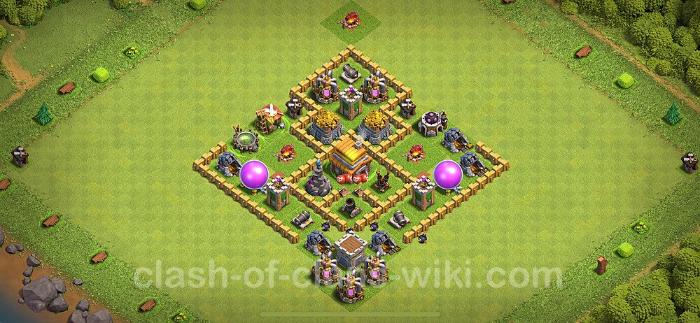 Anti Everything TH5 Base Plan with Link, Hybrid, Copy Town Hall 5 Design 2024, #273