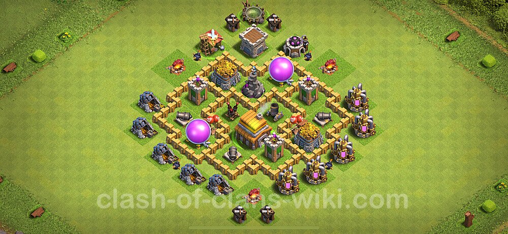 Anti Dragon TH5 Base Plan with Link, Anti 3 Stars, Copy Town Hall 5 Anti Air Design 2024, #275