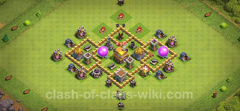 TH5 Anti 2 Stars Base Plan with Link, Hybrid, Copy Town Hall 5 Base Design 2024, #787