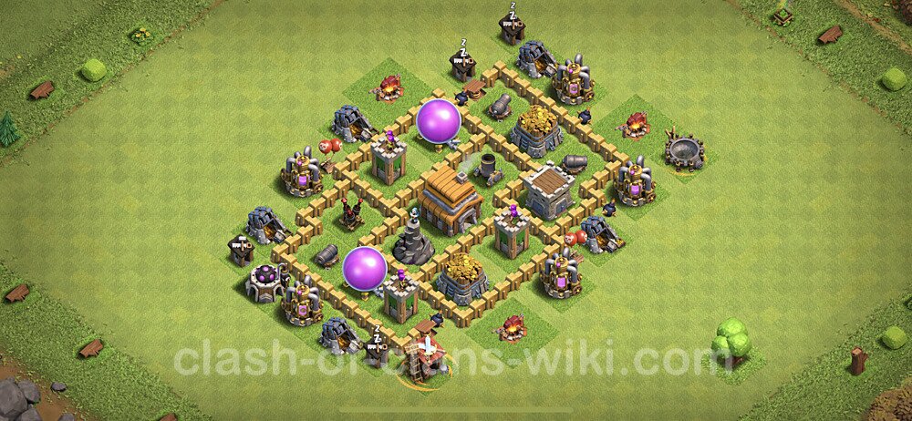 TH5 Trophy Base Plan with Link, Hybrid, Copy Town Hall 5 Base Design, #82