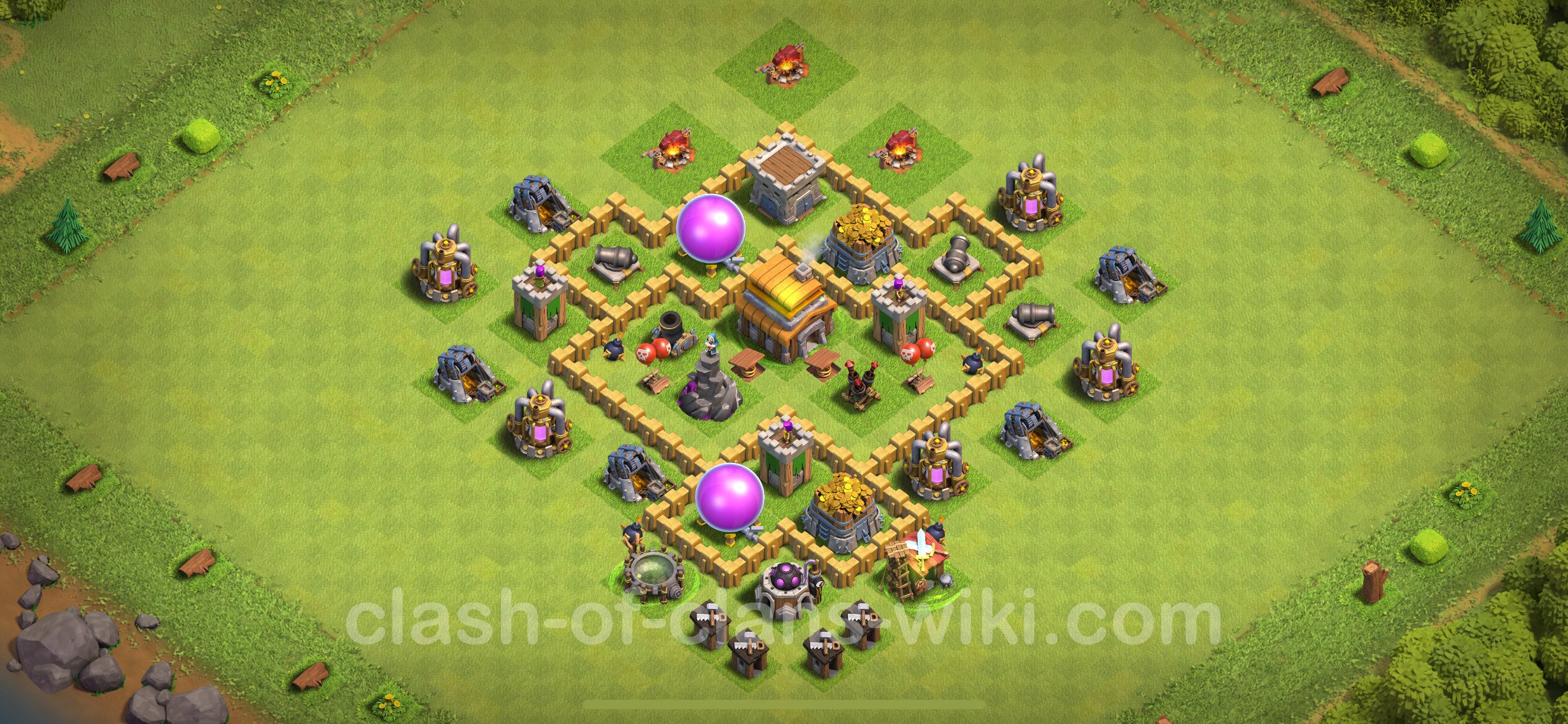 Farming Base TH5 with Link, Anti 3 Stars, Hybrid Clash of Clans 2024