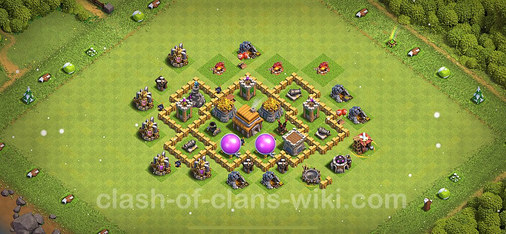 Base plan TH5 (design / layout) with Link, Anti 3 Stars for Farming 2024, #1609