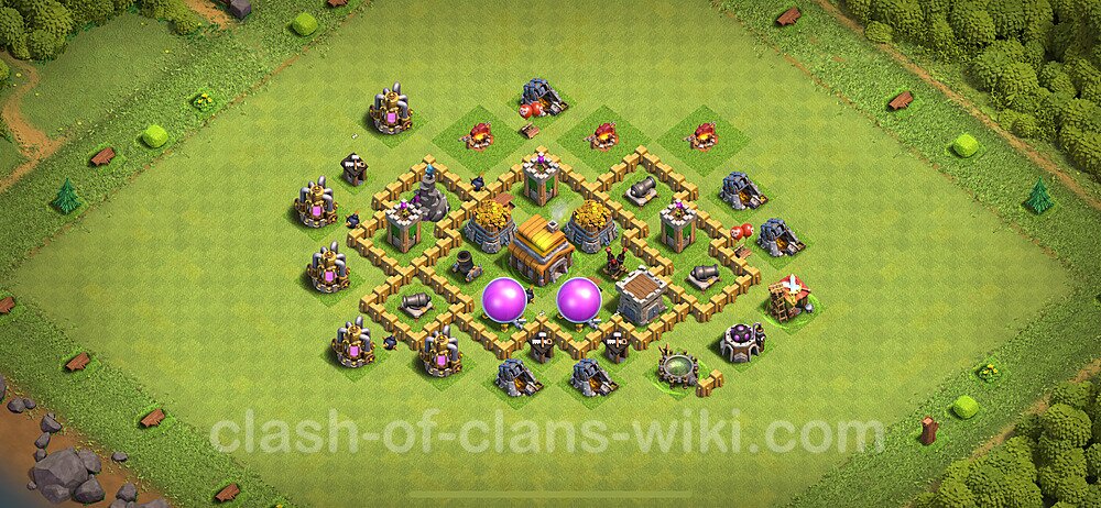 Base plan TH5 (design / layout) with Link, Anti 3 Stars for Farming 2024, #1609