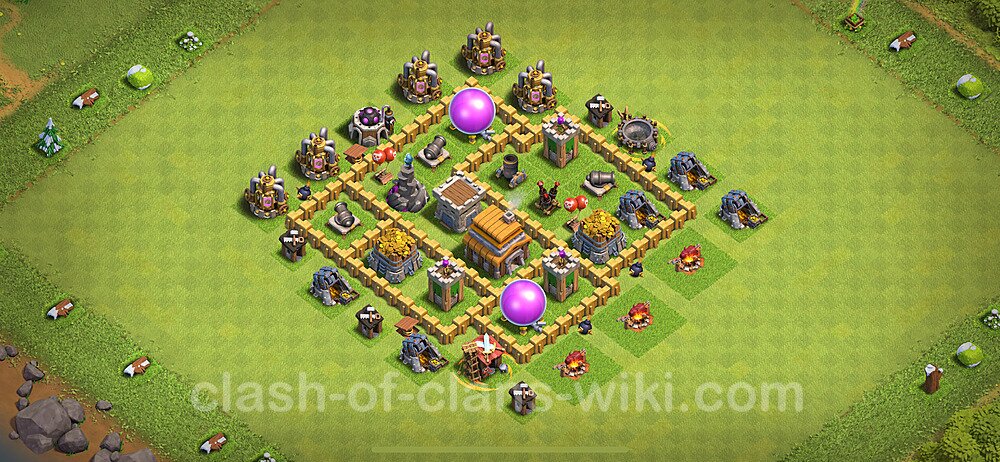 Base plan TH5 (design / layout) with Link, Anti 2 Stars, Hybrid for Farming 2024, #1689